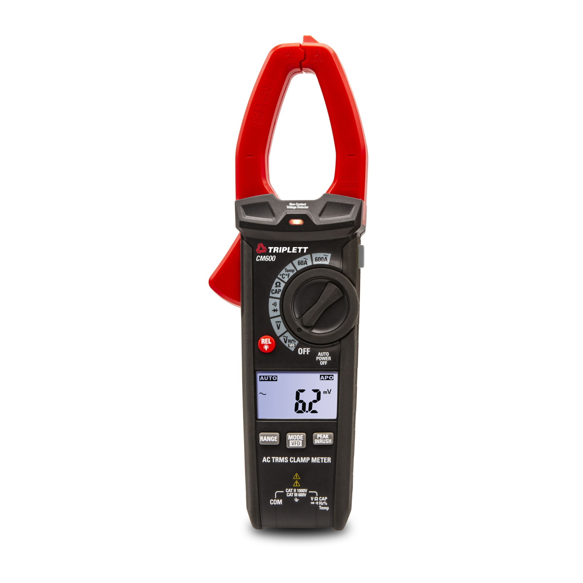 Triplett True RMS Clamp Meter — 600A AC, 4000 Count LCD, Model# CM600